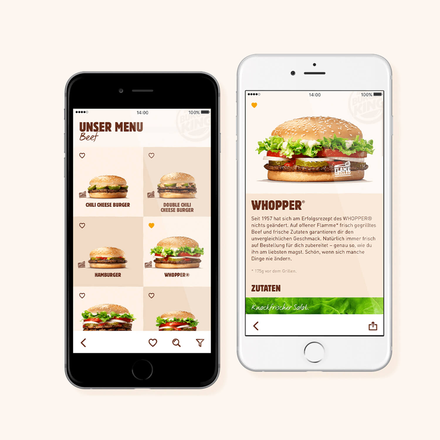 Referenzbild BURGER KING® Smarthone App