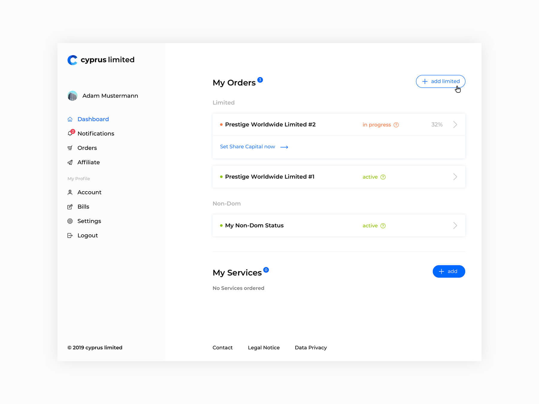 Cyprus Limited Dashboard