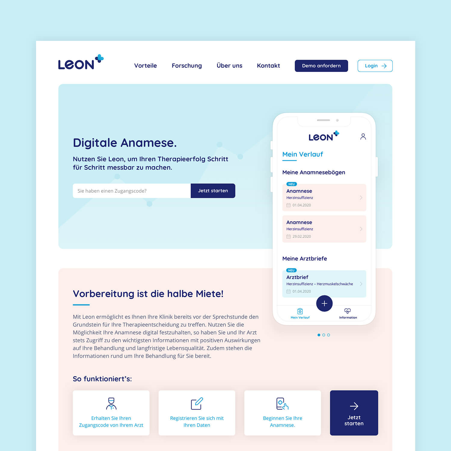 Referenzbild Leon Health Landingpage