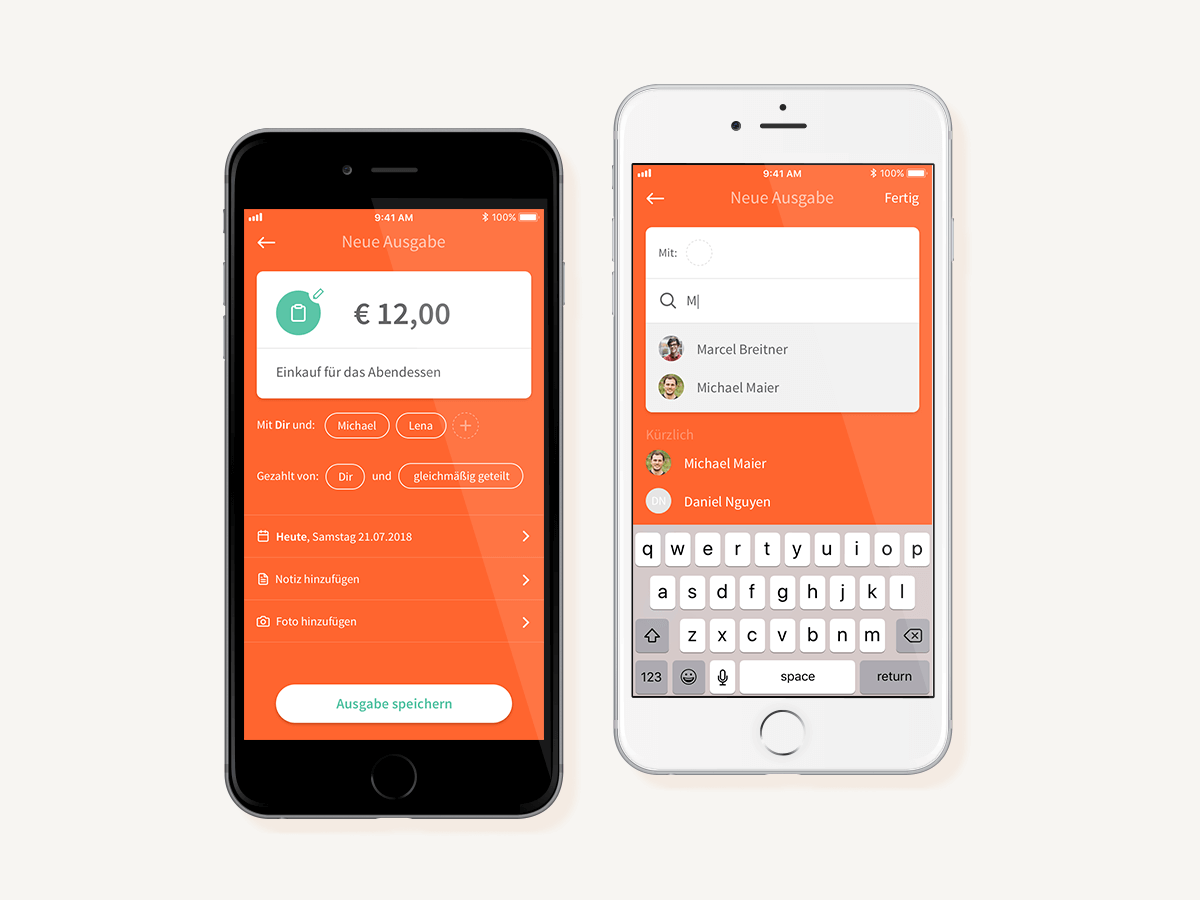 Referenzbild Splitwise Smarthone App